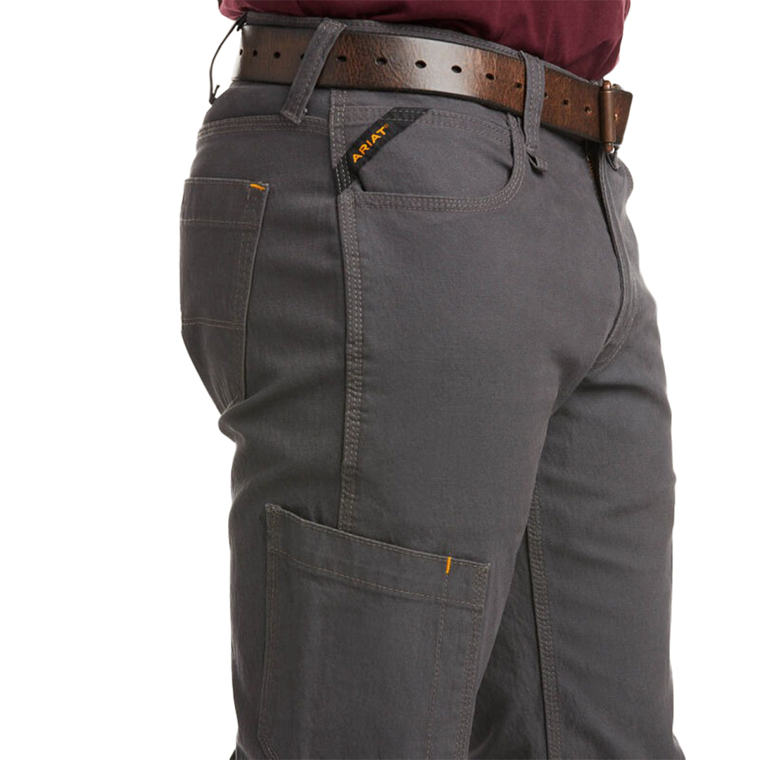 Pantalon gris Ariat Rebar M4 DuraStretch à taille basse, jambe droite et résistant pour homme