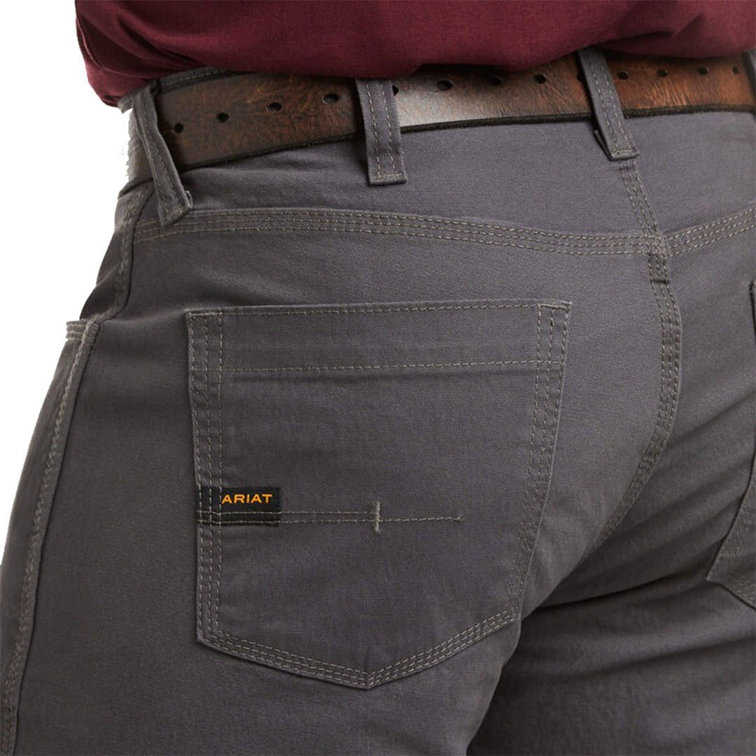 Pantalon gris Ariat Rebar M4 DuraStretch à taille basse, jambe droite et résistant pour homme