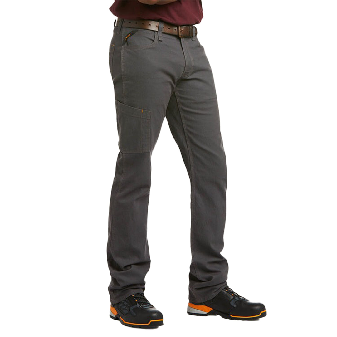 Pantalon gris Ariat Rebar M4 DuraStretch à taille basse, jambe droite et résistant pour homme