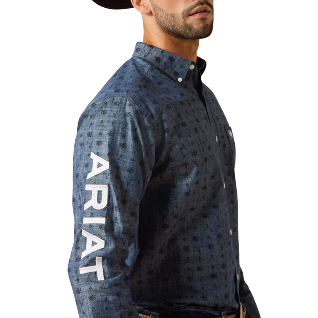 Chemise boutonnée à manches longues avec logo Ariat pour homme