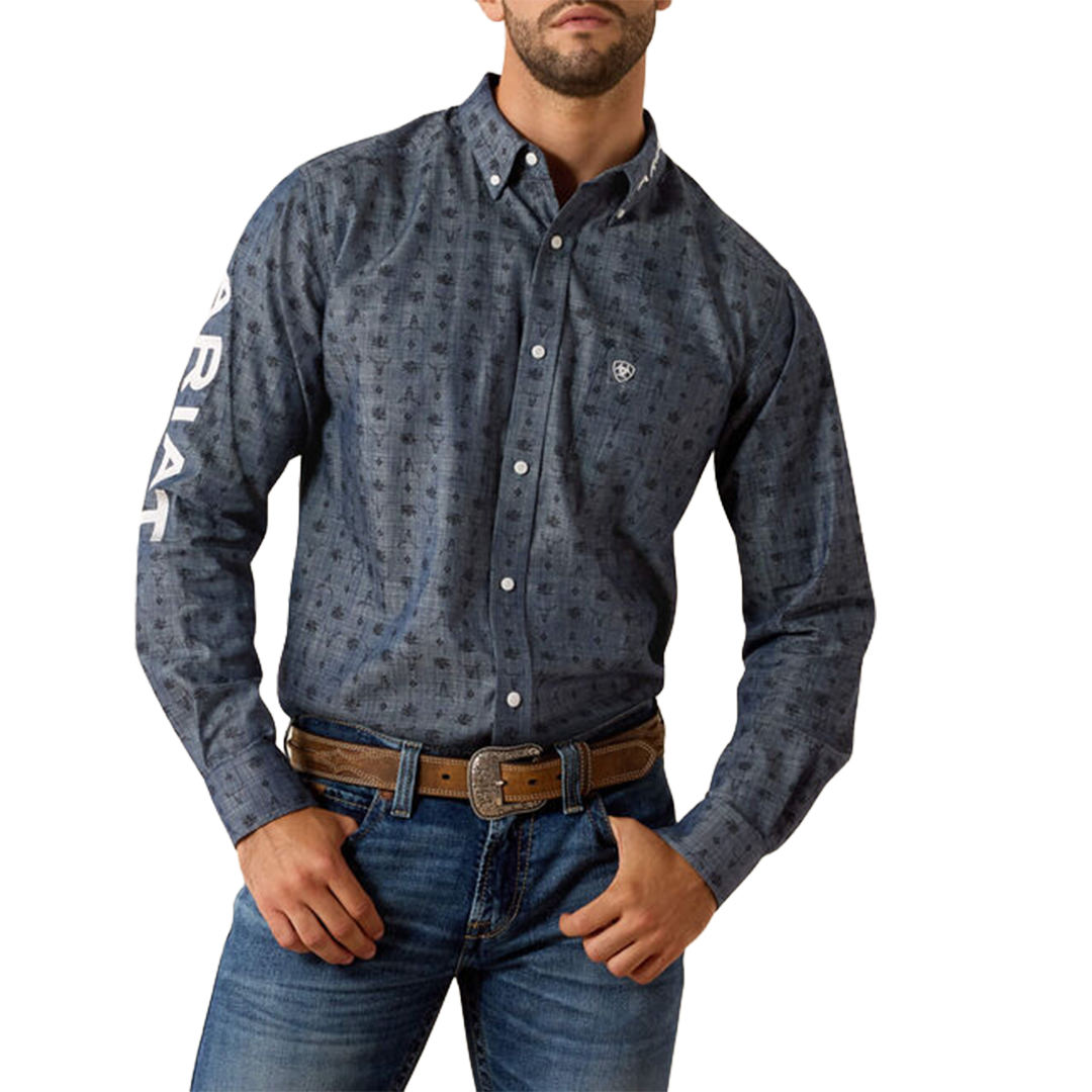 Chemise boutonnée à manches longues avec logo Ariat pour homme