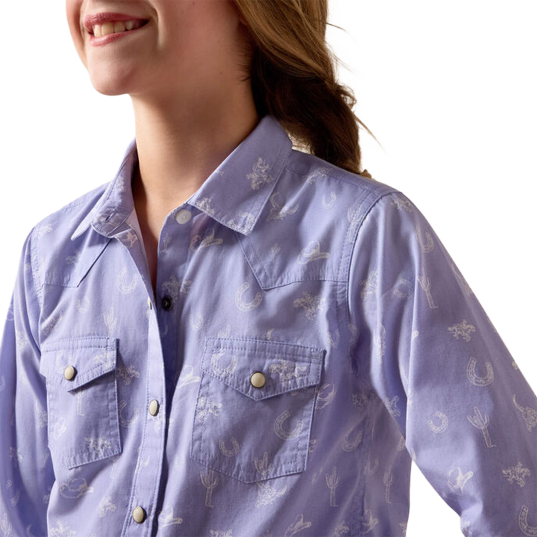 Ariat Girls' Western Motifs Long Sleeve Snap Shirt