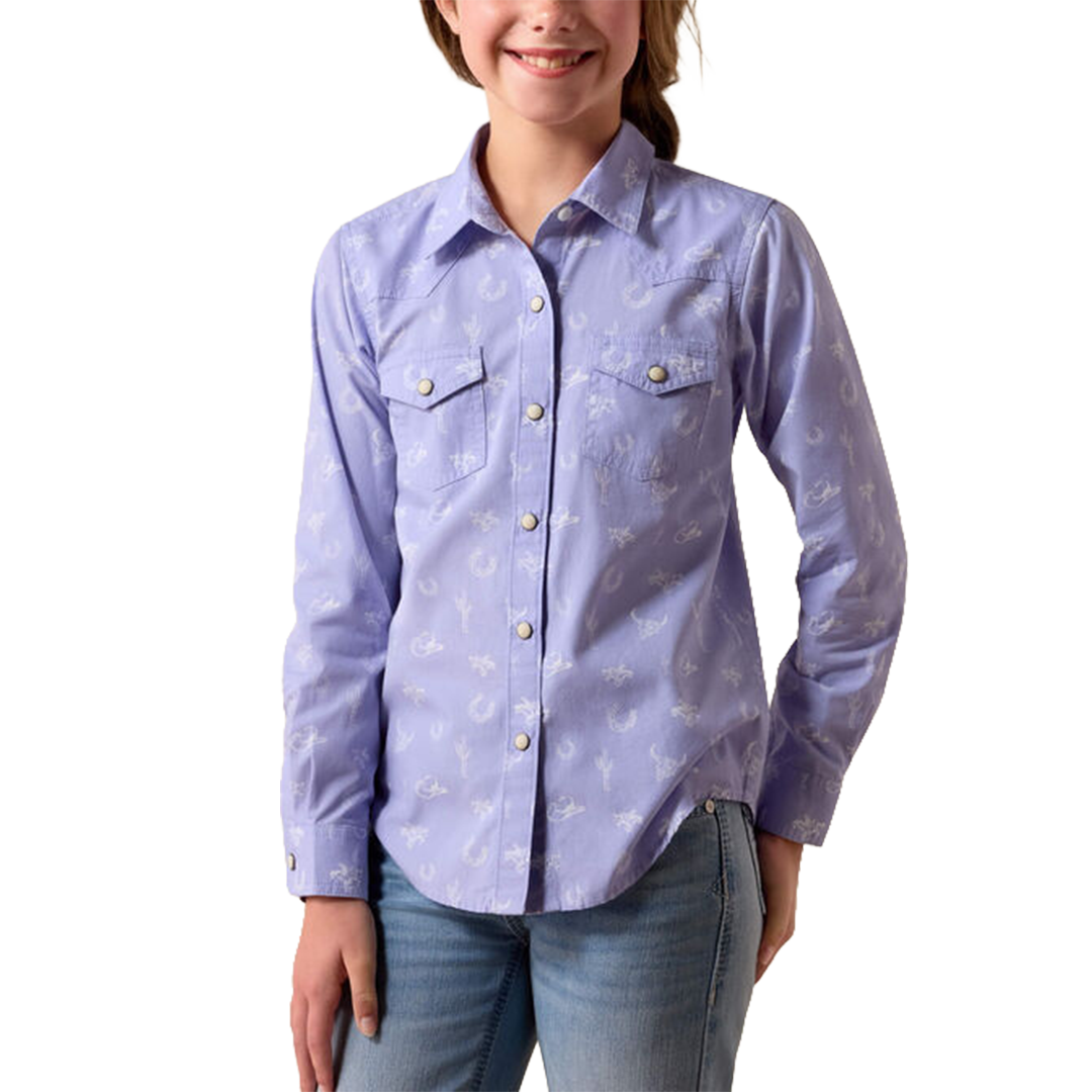 Ariat Girls' Western Motifs Long Sleeve Snap Shirt