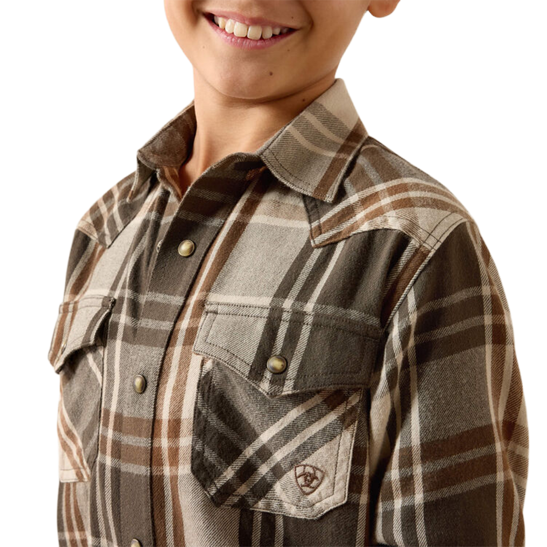 Ariat Boys' Retro Howell  Plaid  Long Sleeve Snap Shirt