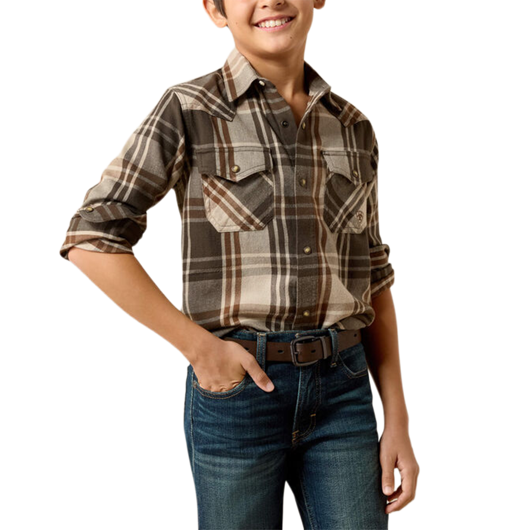 Ariat Boys' Retro Howell  Plaid  Long Sleeve Snap Shirt