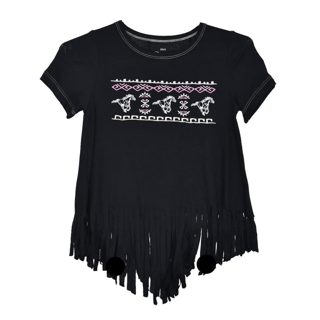 Cowgirl Hardware Girls' Horse Fringe T-Shirt