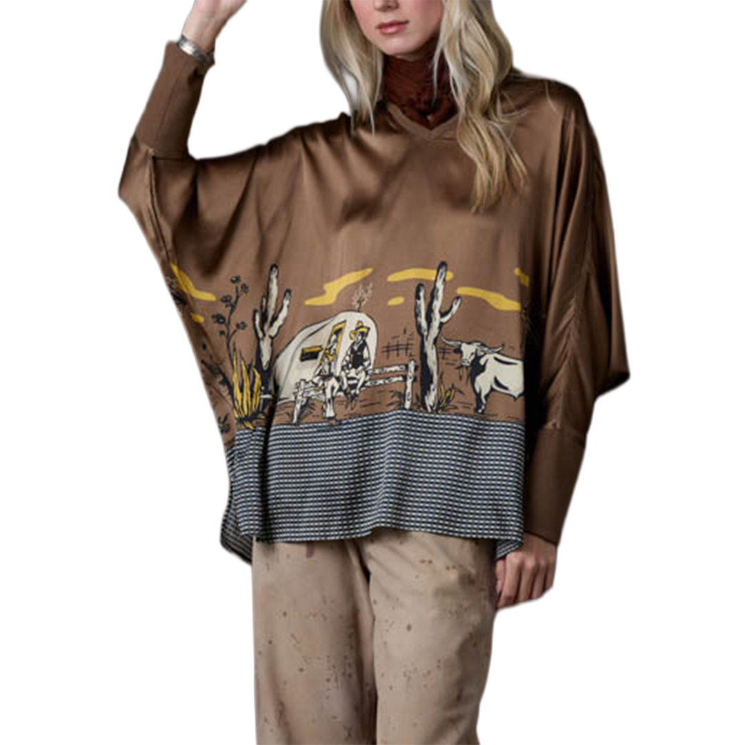 Haut en suède style poncho Rope & Ride pour femme Double D Ranch