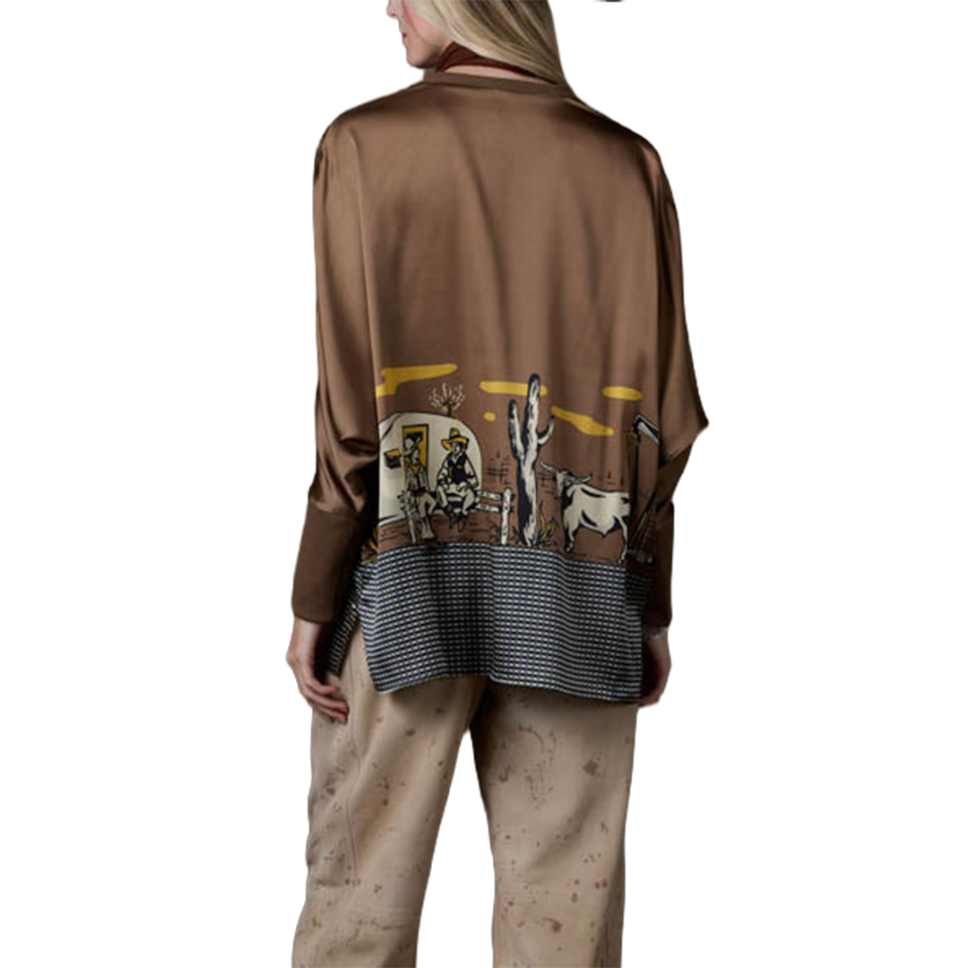 Haut en suède style poncho Rope & Ride pour femme Double D Ranch