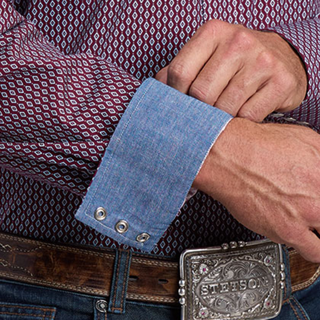 Stetson Men's Allover Print Long Sleeve Snap Shirt