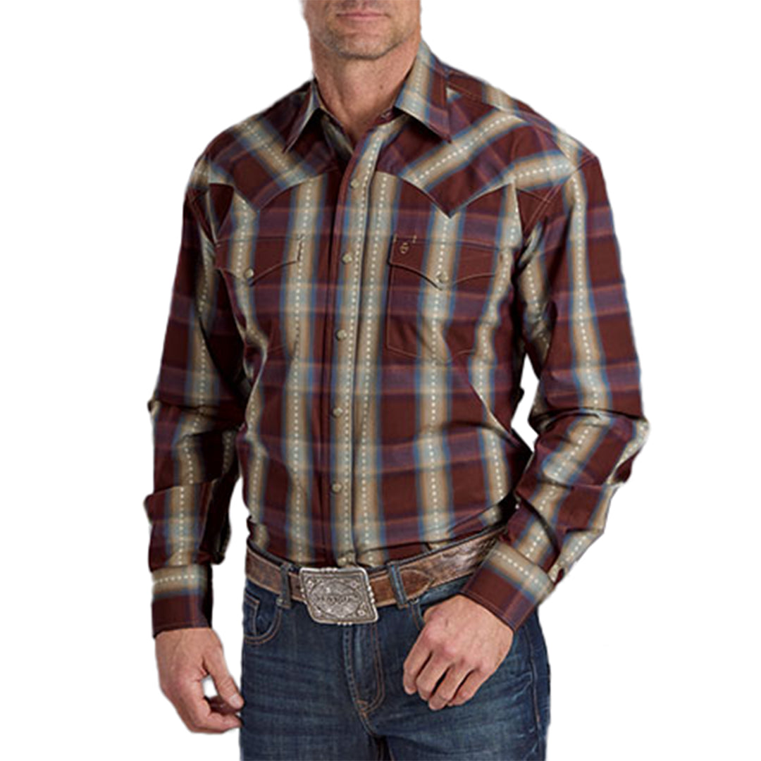 Chemise à carreaux à manches longues et boutons-pression Stetson pour homme