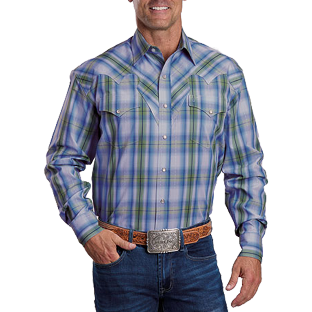 Stetson Men's Plaid Print Long Sleeve Snap Shirt
