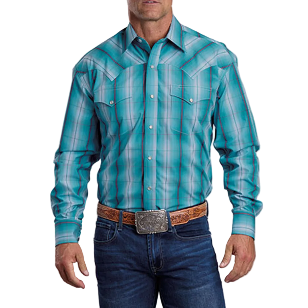 Chemise boutonnée à manches longues à carreaux Stetson pour homme