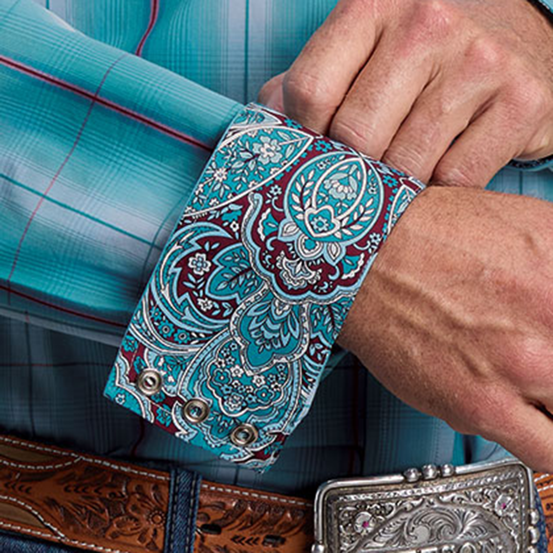 Chemise boutonnée à manches longues à carreaux Stetson pour homme