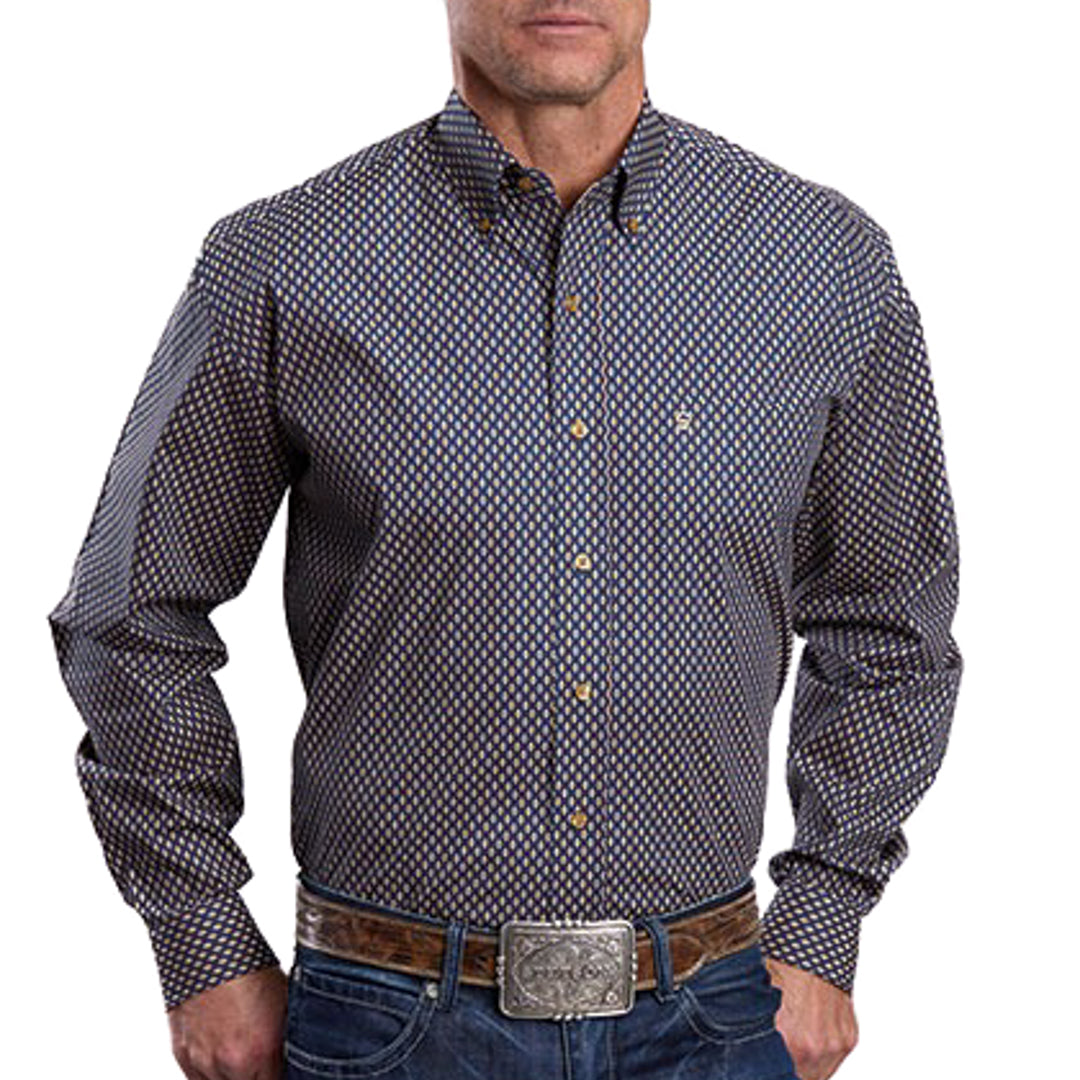 Stetson Men's Geometric Print Long Sleeve Button Shirt