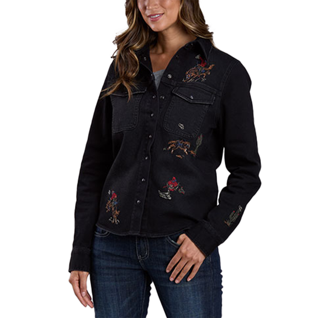 Stetson Women's Embroidery Denim Long Sleeve Snap Shirt