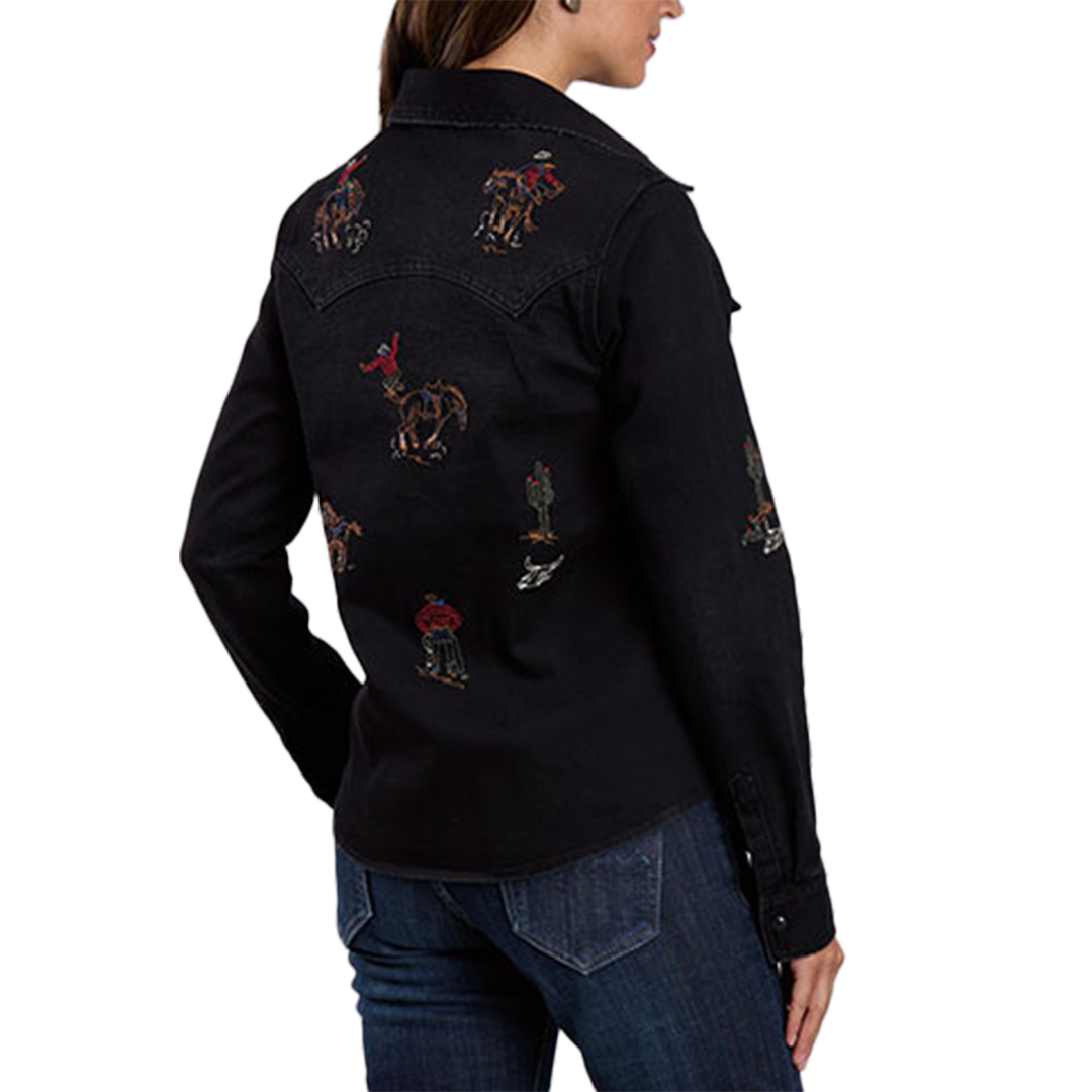Stetson Women's Embroidery Denim Long Sleeve Snap Shirt