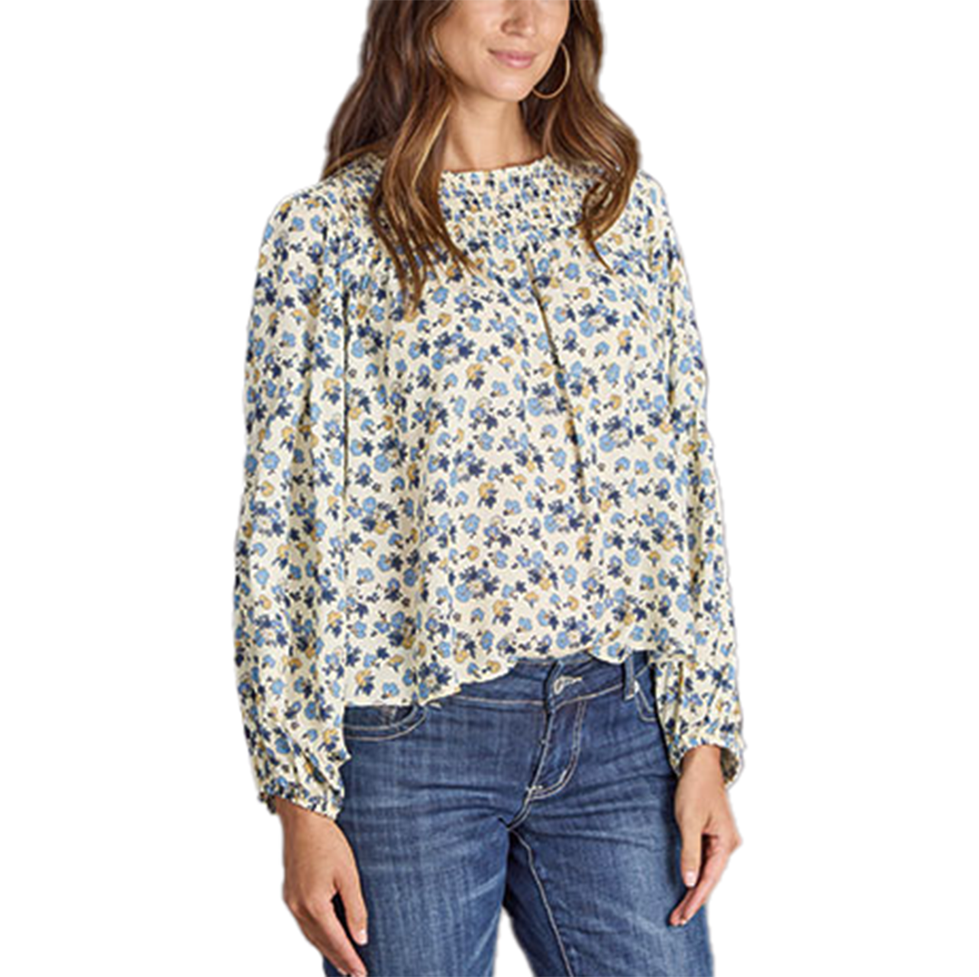 Stetson Women's Flower Print Flat Peasant Blouse