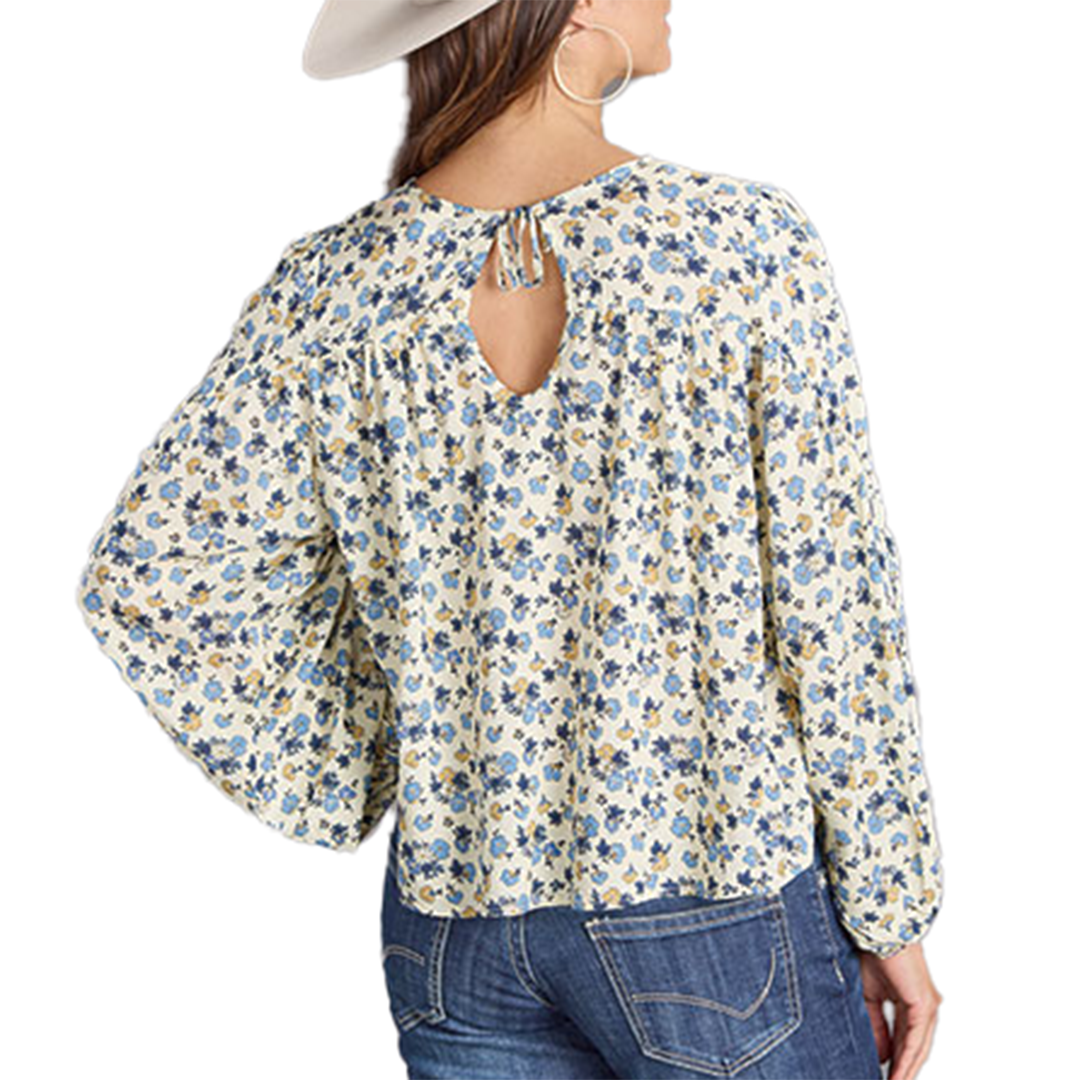 Stetson Women's Flower Print Flat Peasant Blouse