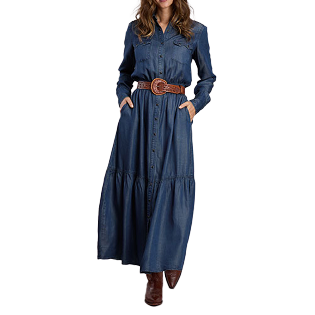 Stetson Women's Embroidery Long Sleeve Maxi Dress