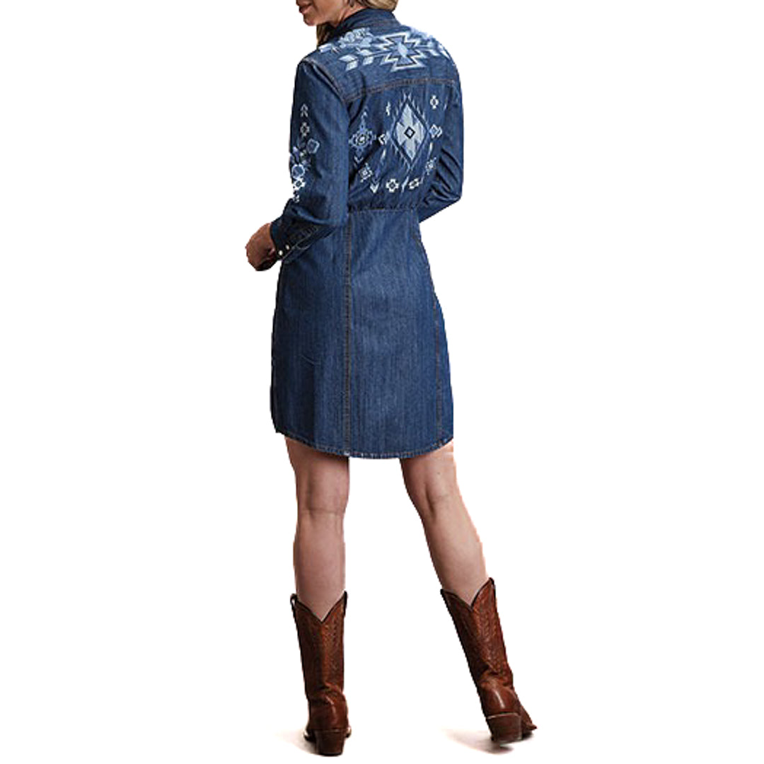 Stetson Women's Embroidered Denim Shirt Dress