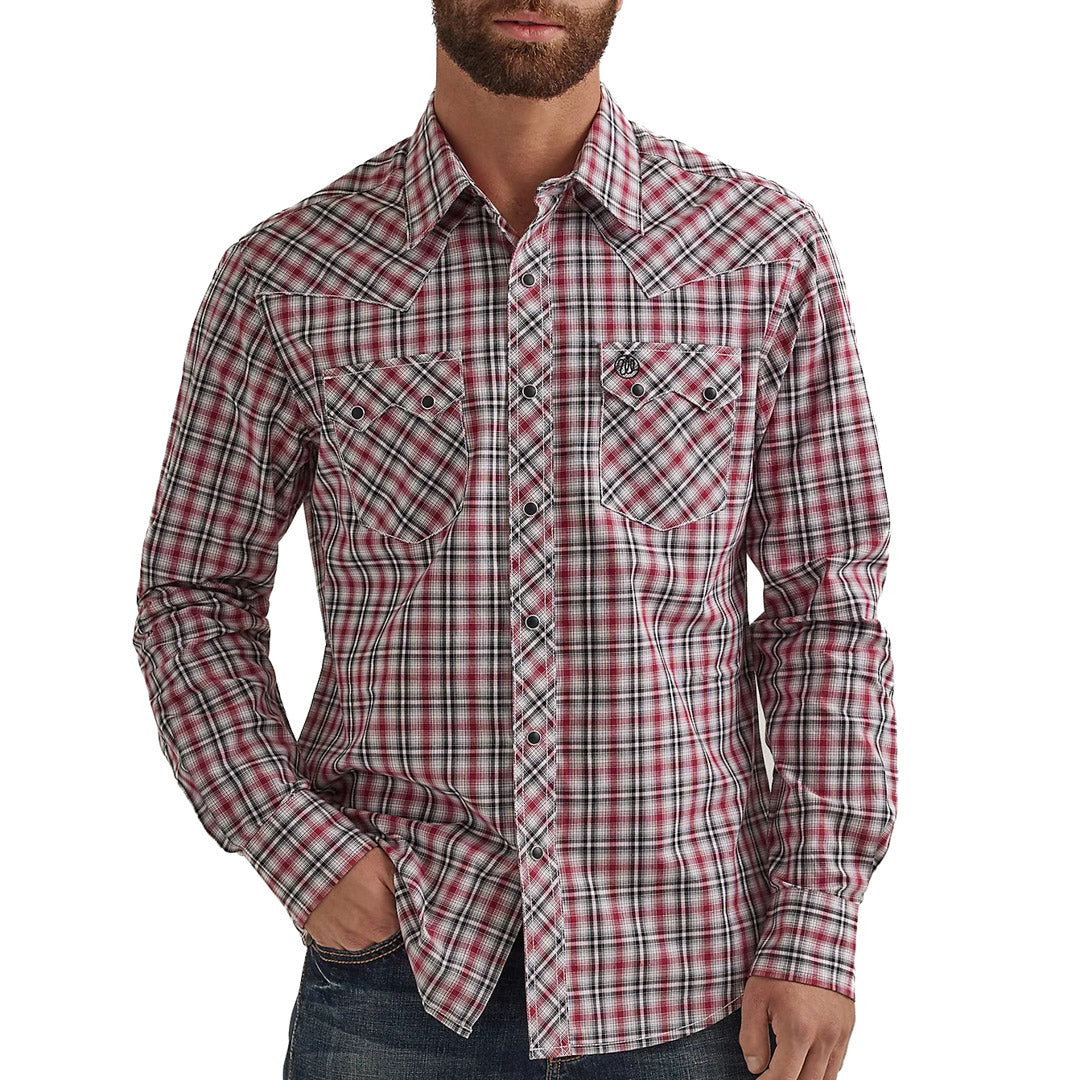 Wrangler Men's Retro Premium Western Snap Shirt In Plaid