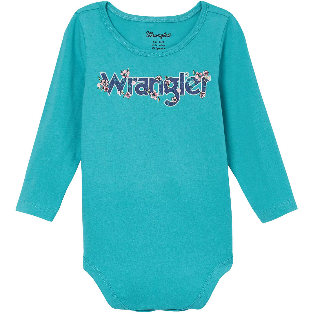 Wrangler Baby Girl's Floral Logo Onesie