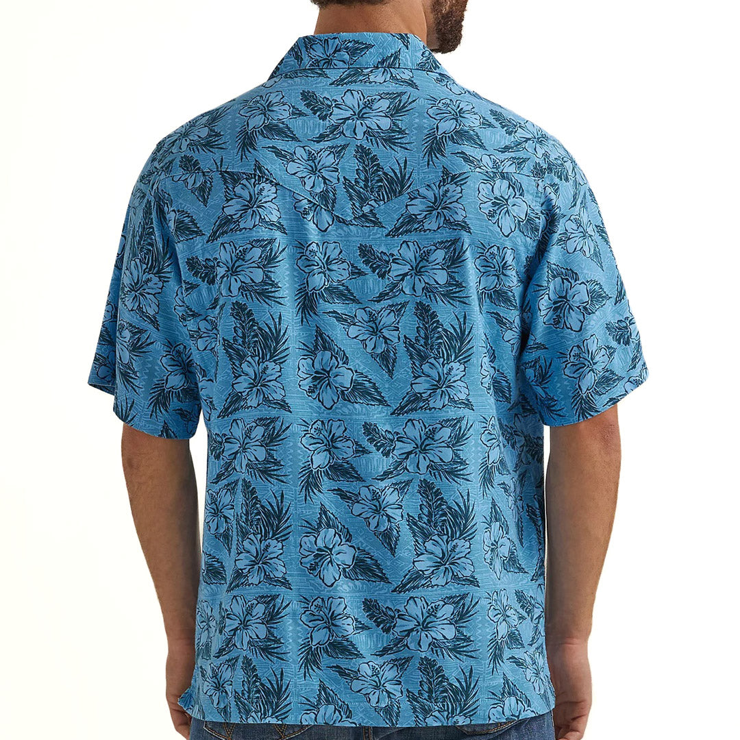 Wrangler Men's Coconut Cowboy Short Sleeve Snap Shirt In Blue