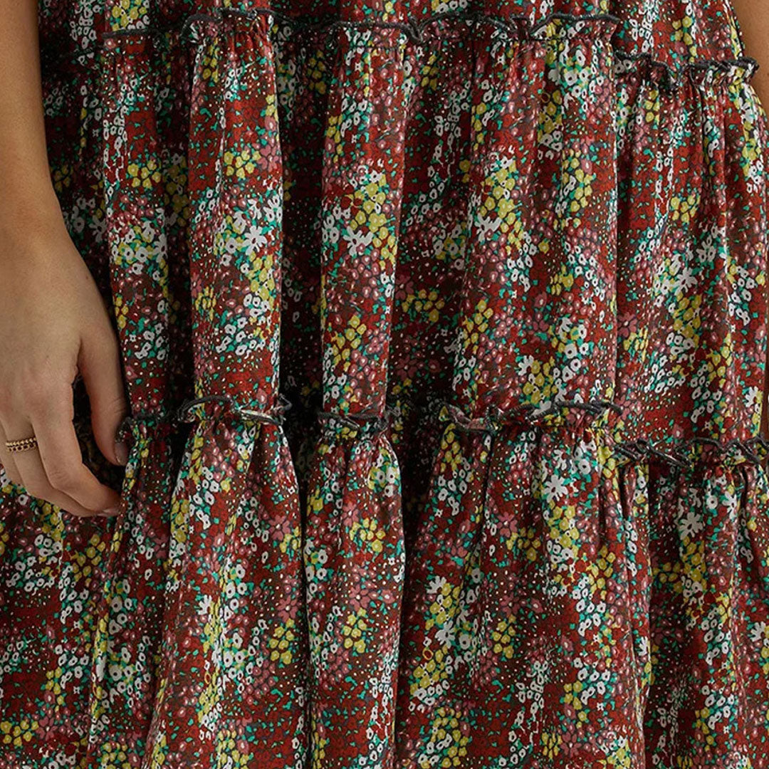 Wrangler Women's Floral Print Tiered Sleeveless Dress