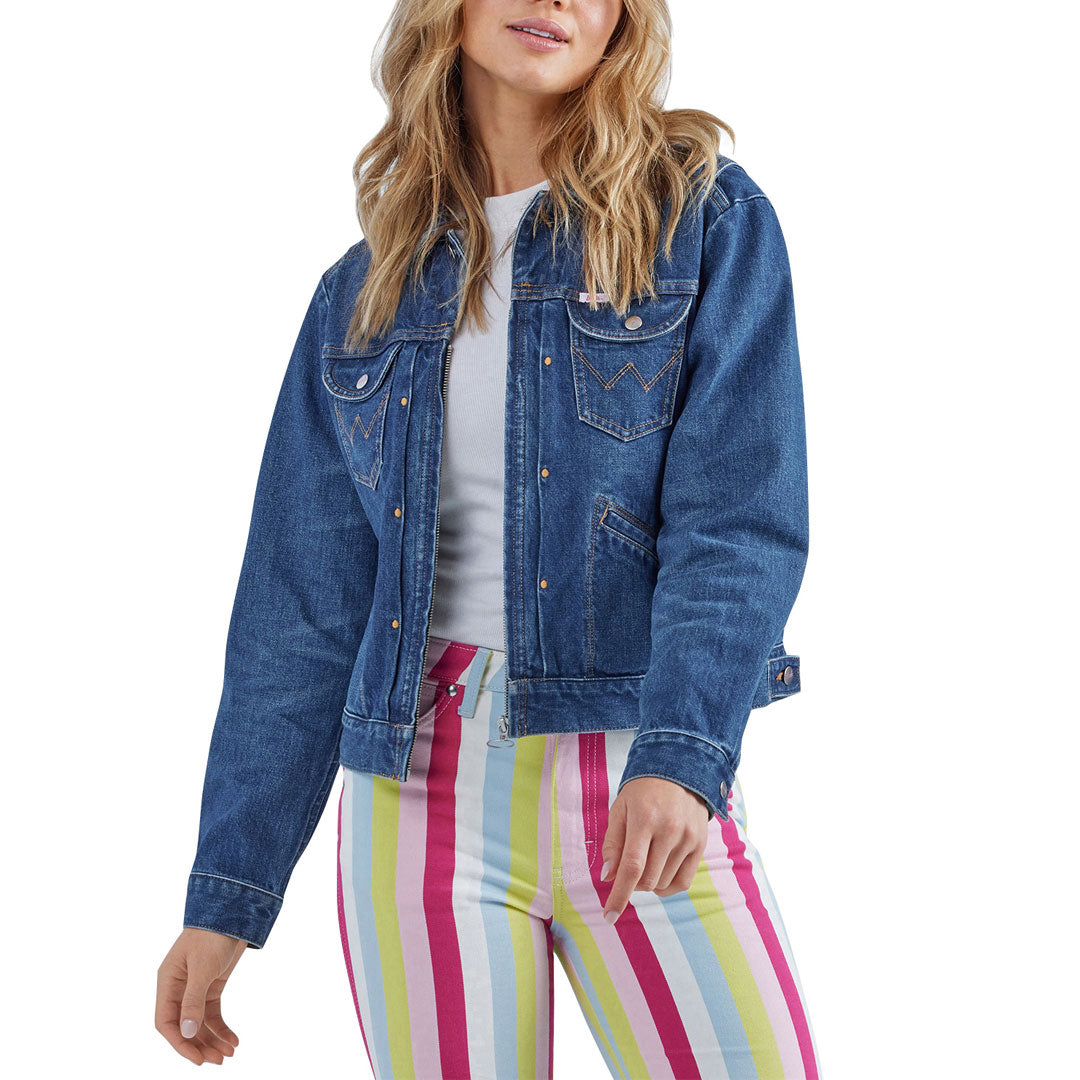 Wrangler X Barbie Womens Zip Front Denim Jacket