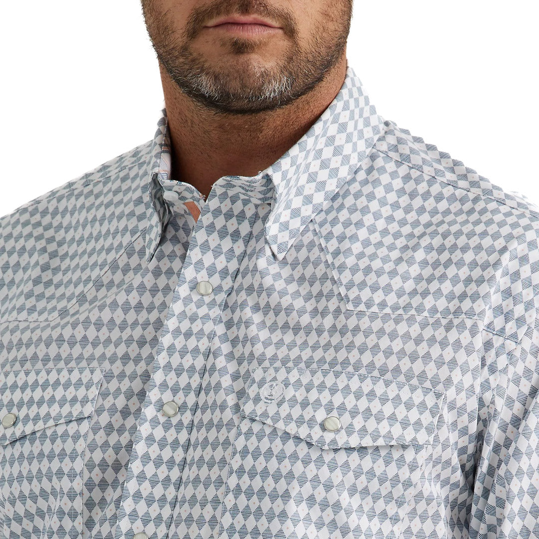 Wrangler Men's George Strait Troubadour Snap Shirt In Diamond Checker