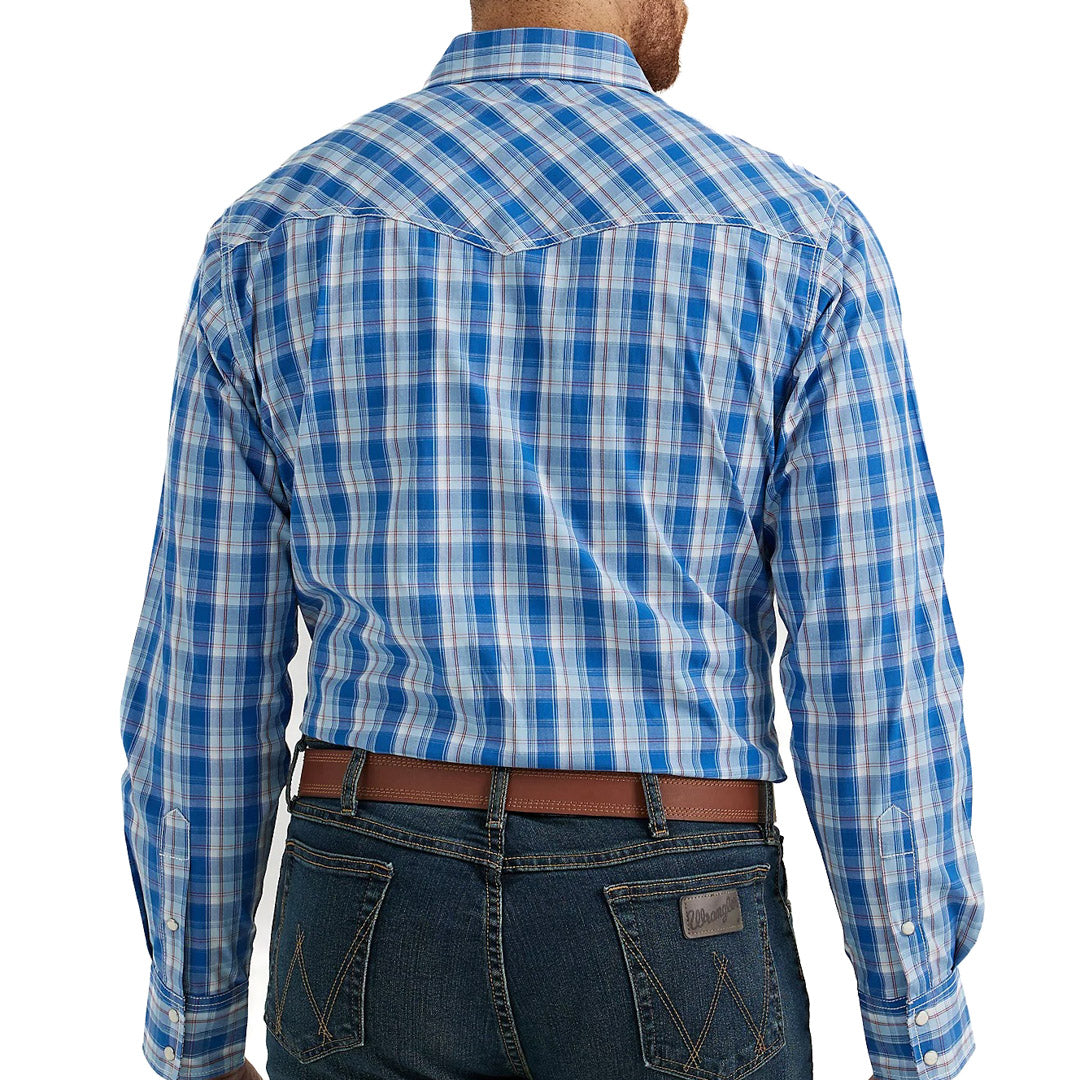Wrangler Men's 20X Competition Plaid Snap Shirt In Blue