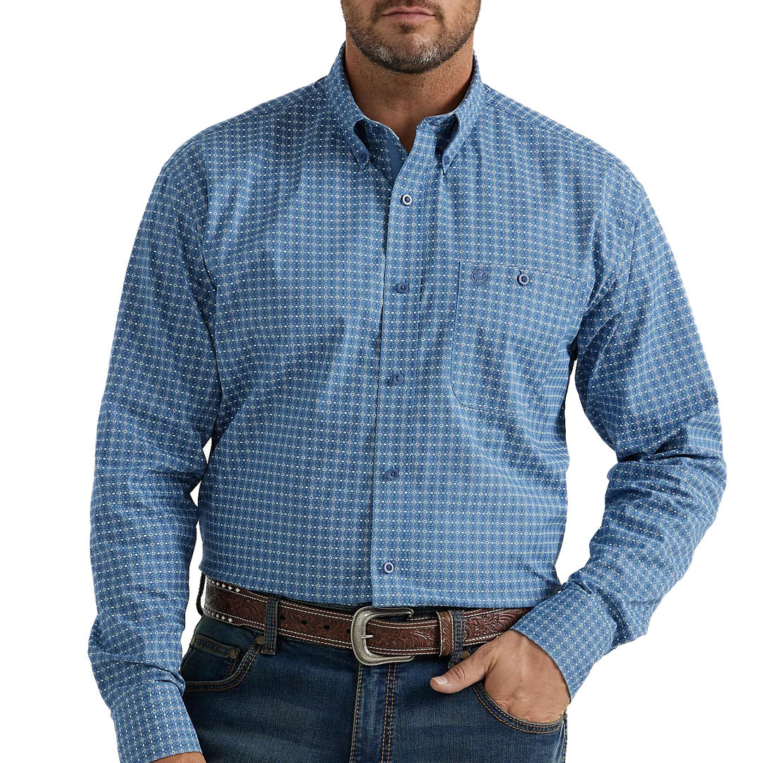 Wrangler Men's George Strait Button-Down Pattern Shirt In Blue