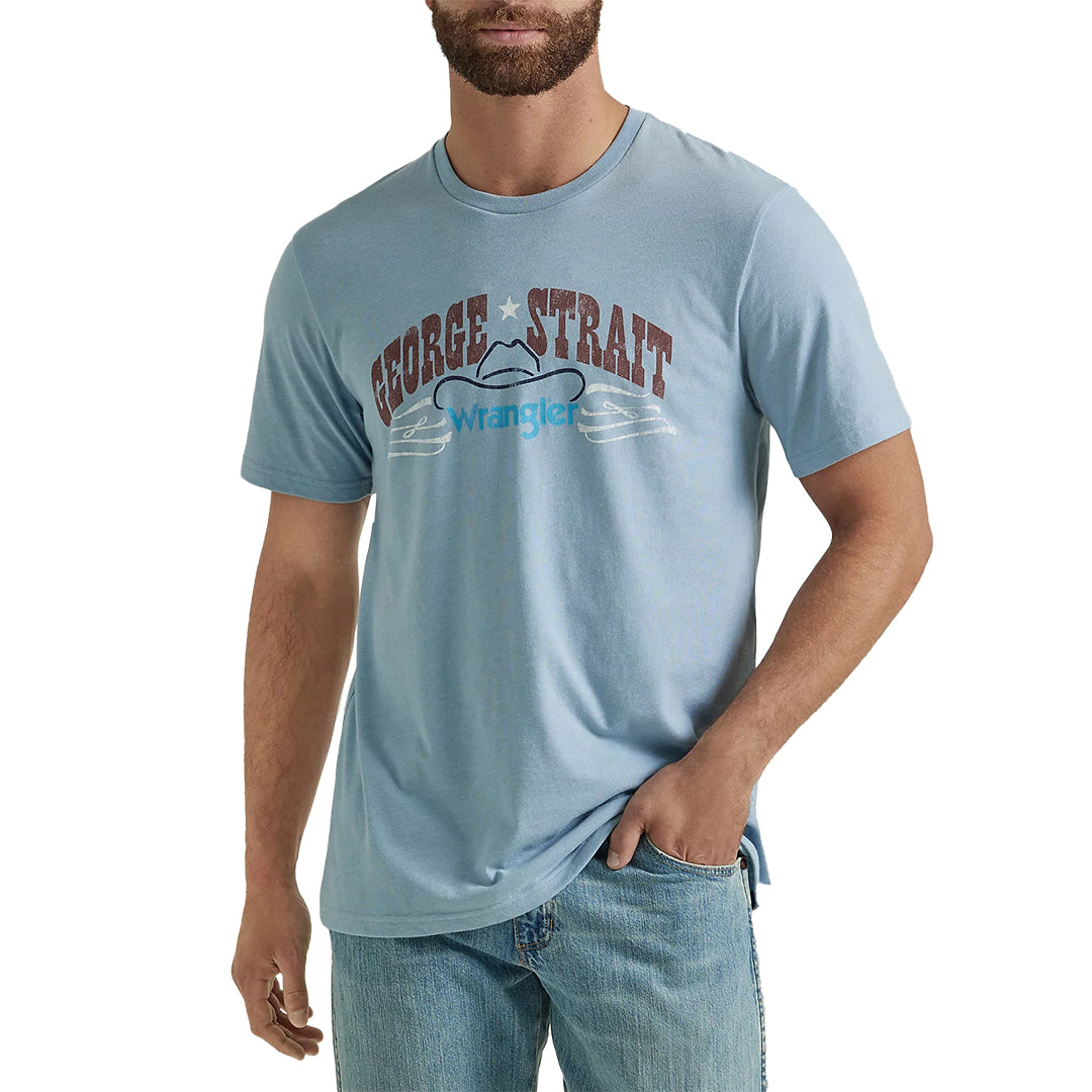 Wrangler Men's George Strait Graphic T-shirt in Ashley Blue Heather