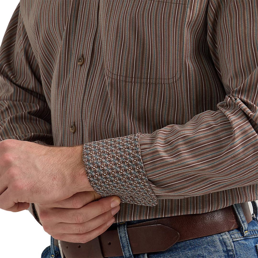 Chemise boutonnée à manches longues à rayures Wrangler pour homme George Strait Cliff