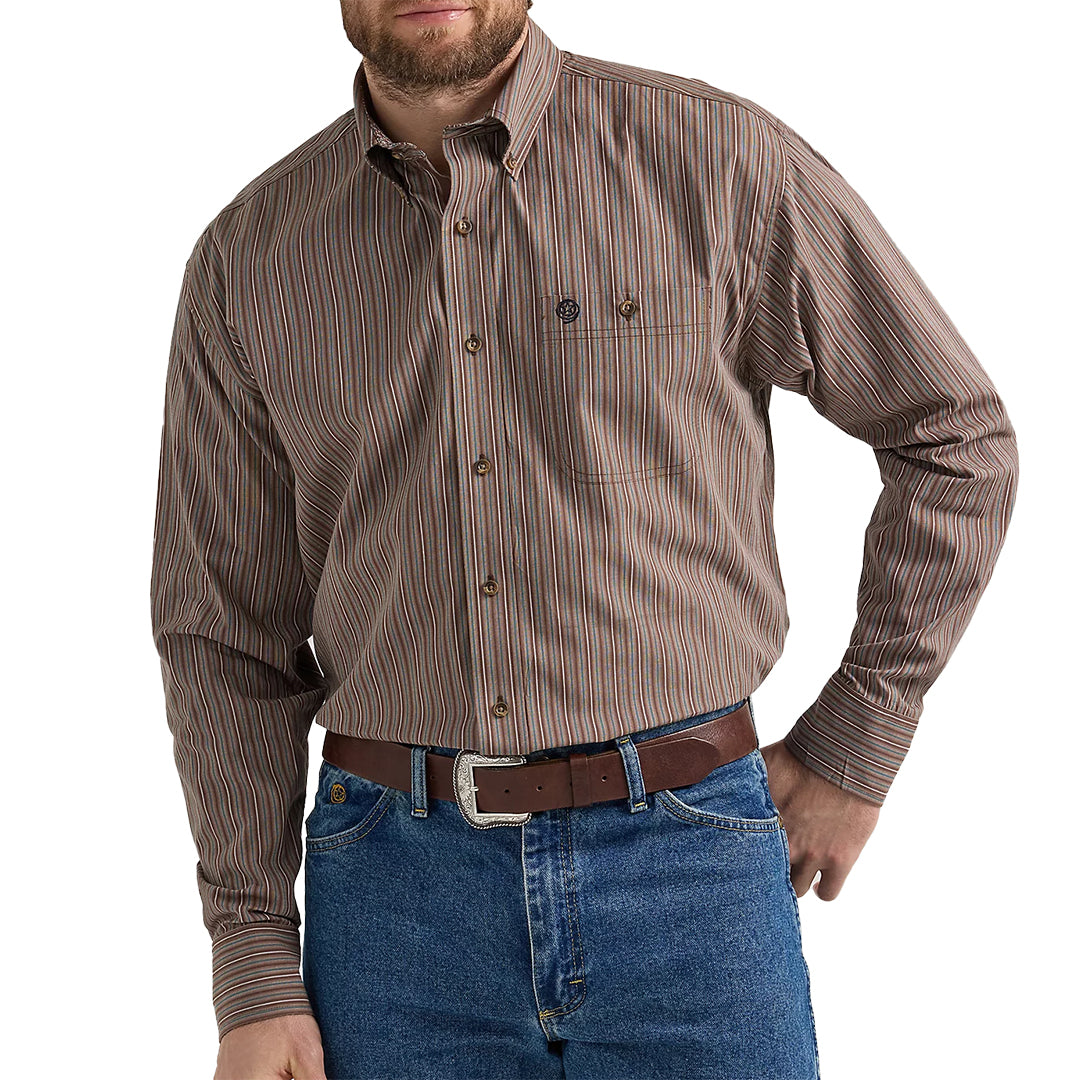 Chemise boutonnée à manches longues à rayures Wrangler pour homme George Strait Cliff