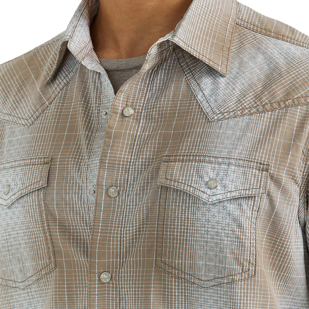 Chemise à manches longues à boutons-pression pour homme Wrangler Retro à carreaux