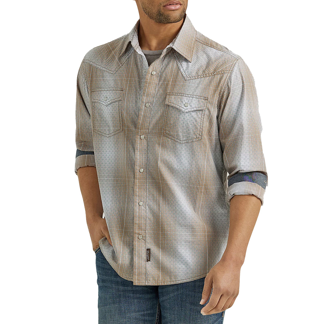 Chemise à manches longues à boutons-pression pour homme Wrangler Retro à carreaux