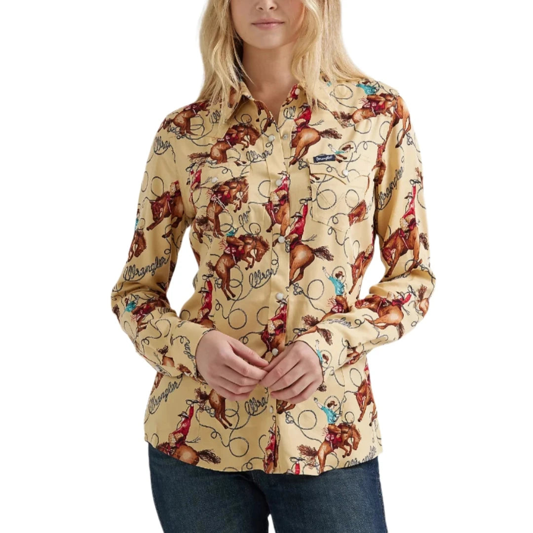 Wrangler Women's Saddle Up Slim Western Snap Shirt
