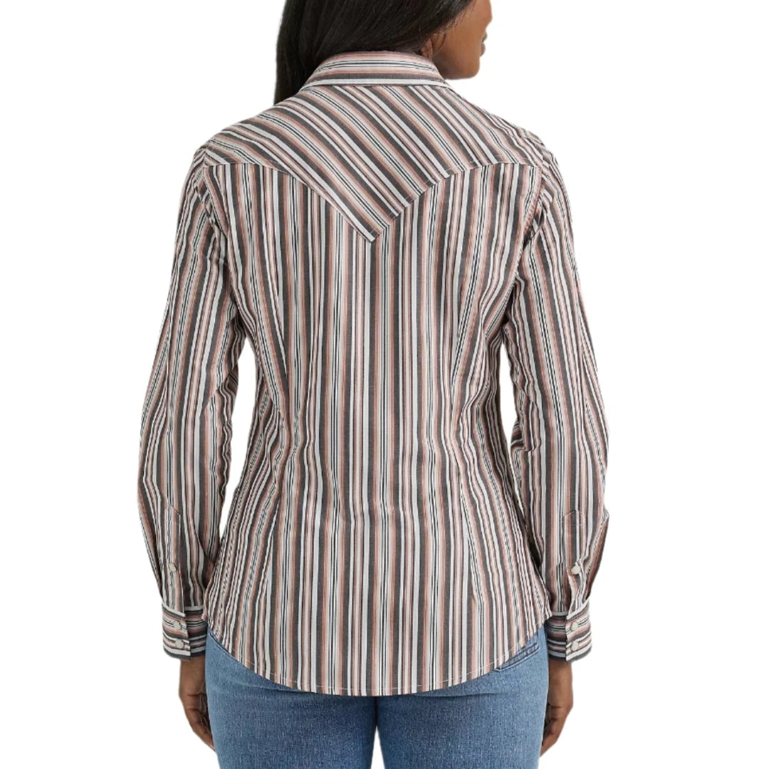 Chemise Western Slim à Boutons-Pression et Rayures Métalliques Wrangler pour Femme