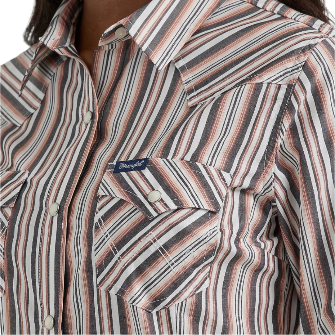 Chemise Western Slim à Boutons-Pression et Rayures Métalliques Wrangler pour Femme