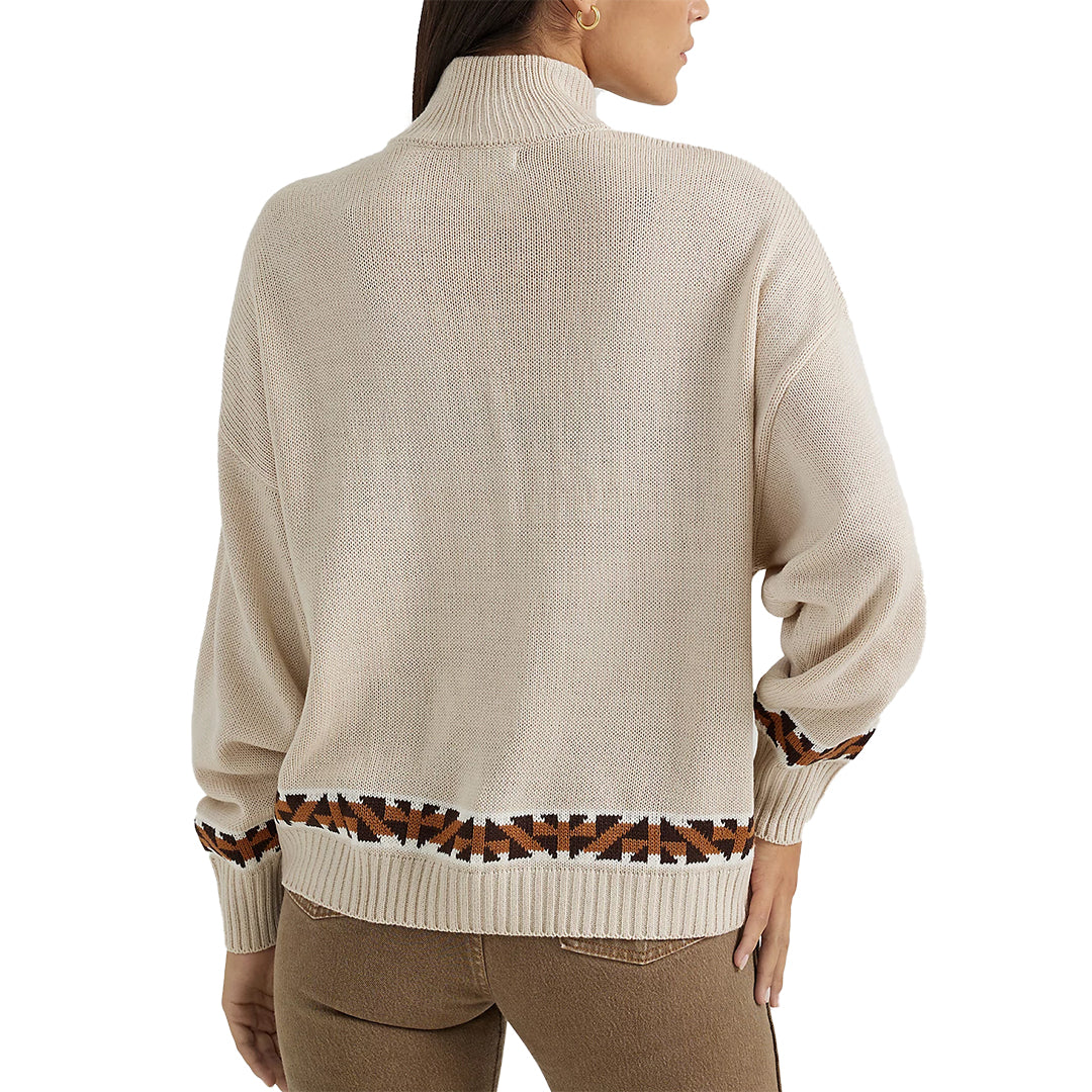Wrangler Women's Southwestern Quarter Zip Pullover Sweater