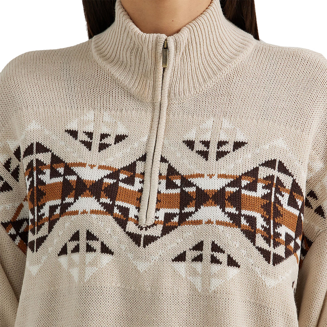 Wrangler Women's Southwestern Quarter Zip Pullover Sweater