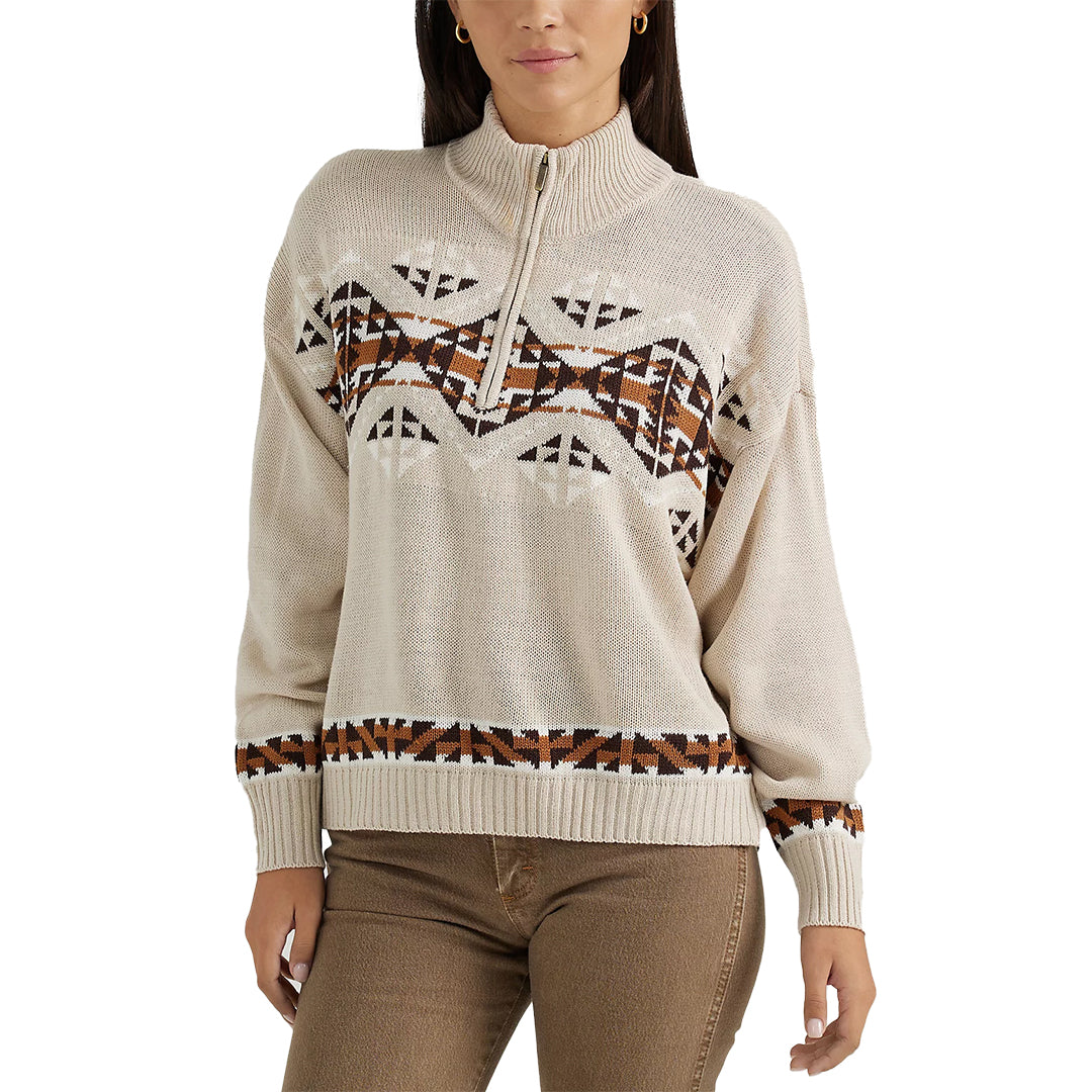 Wrangler Women's Southwestern Quarter Zip Pullover Sweater