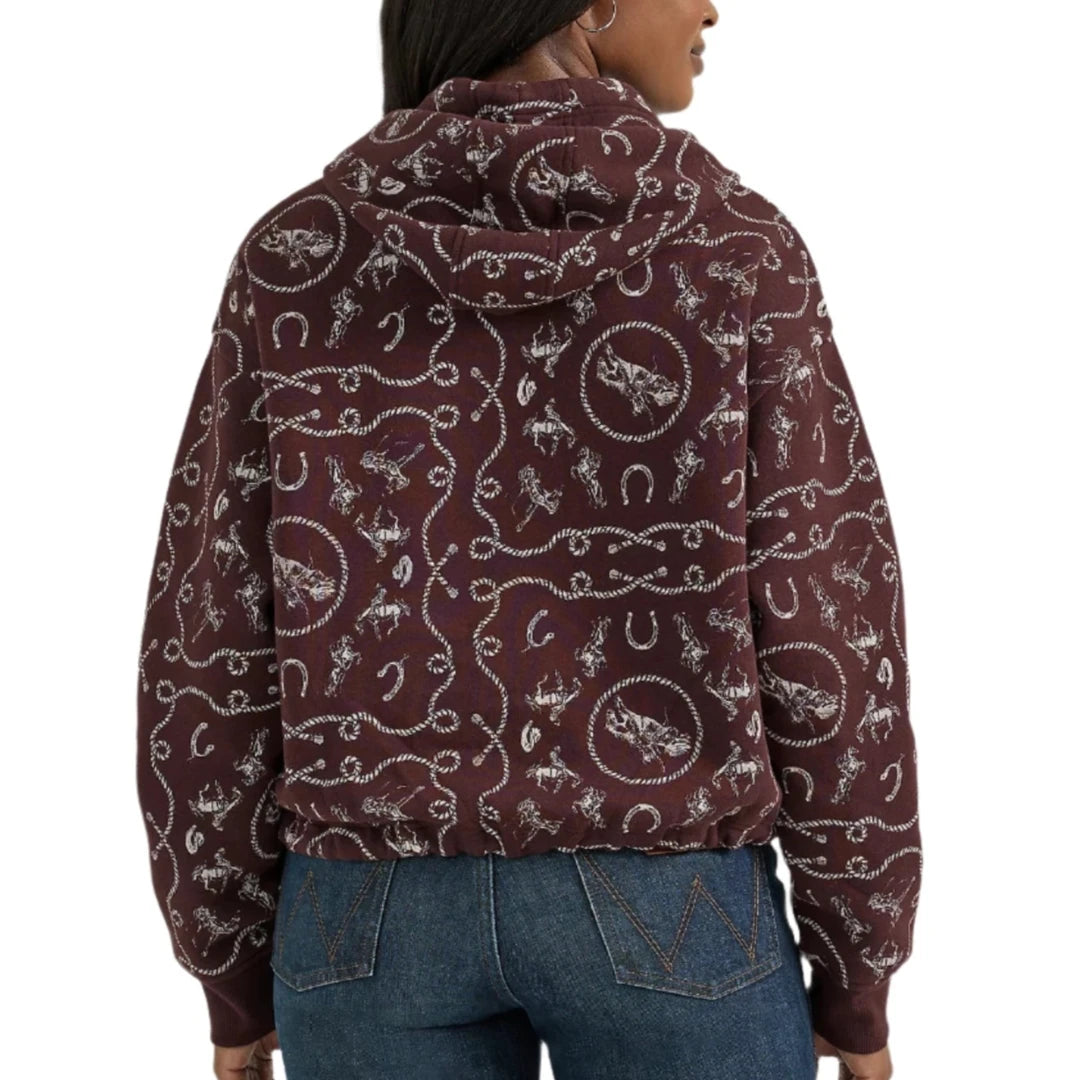 Wrangler Women's Allover Western Cinched Hoodie
