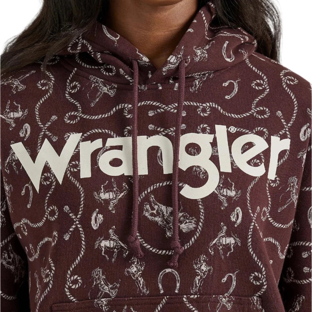 Wrangler Women's Allover Western Cinched Hoodie