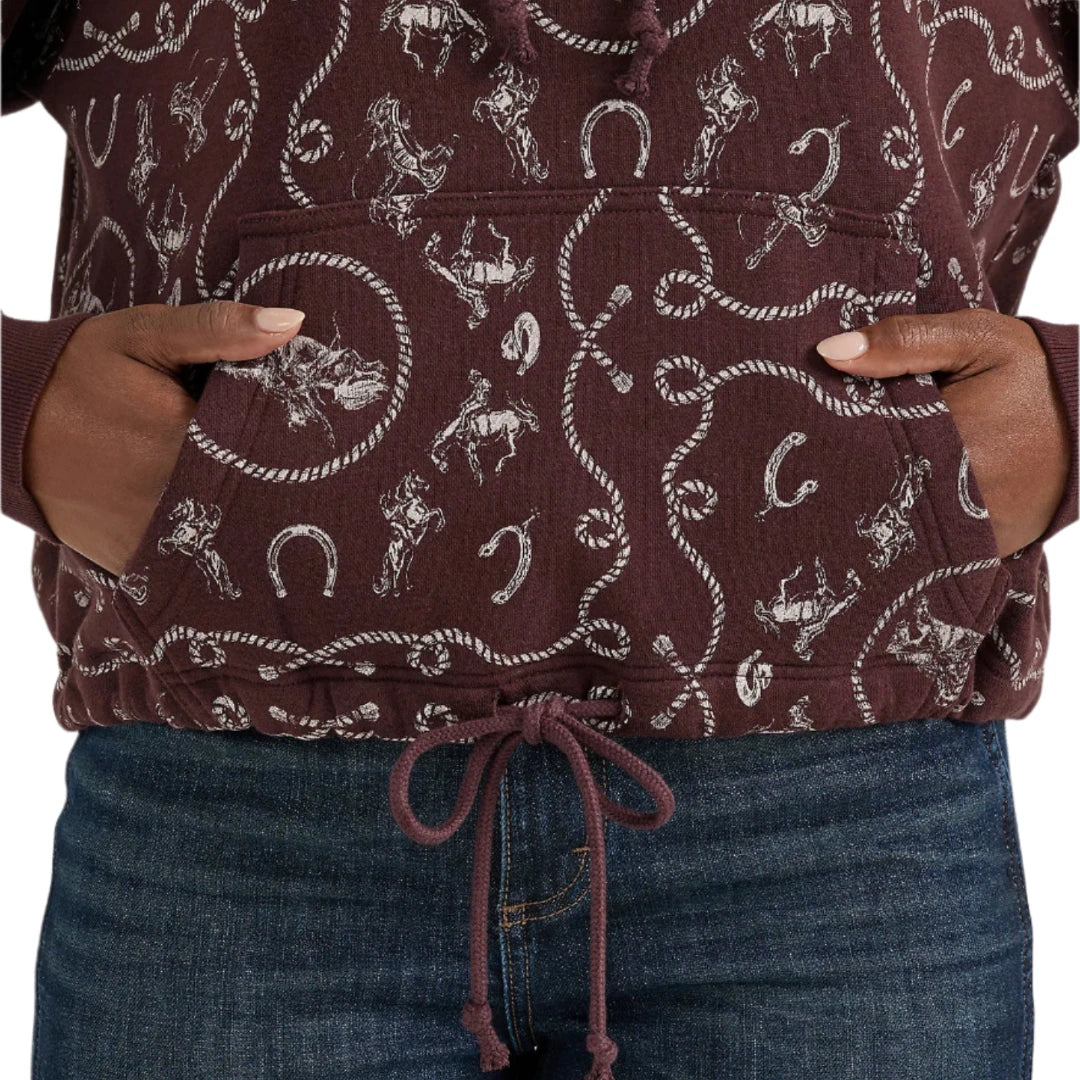 Wrangler Women's Allover Western Cinched Hoodie