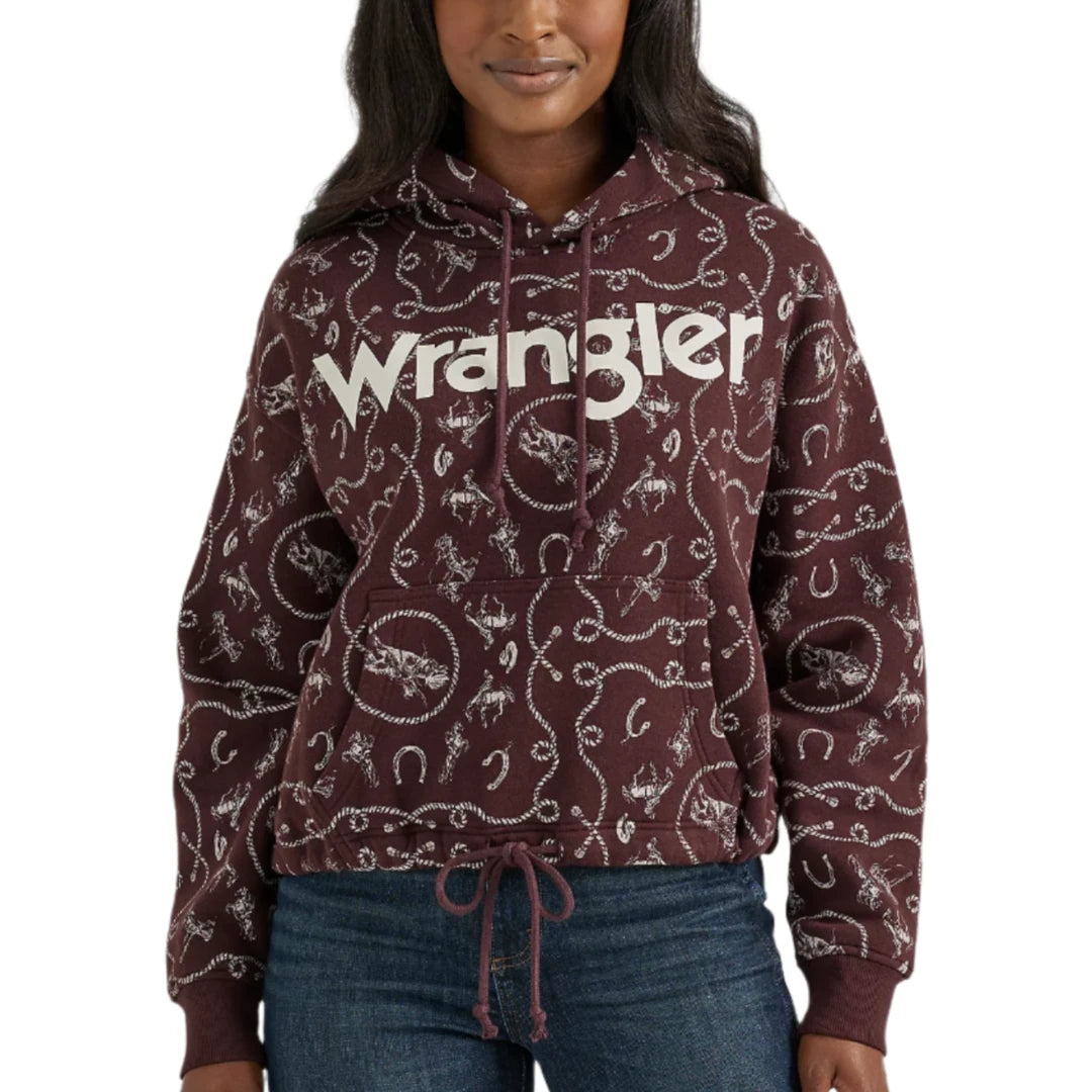 Wrangler Women's Allover Western Cinched Hoodie