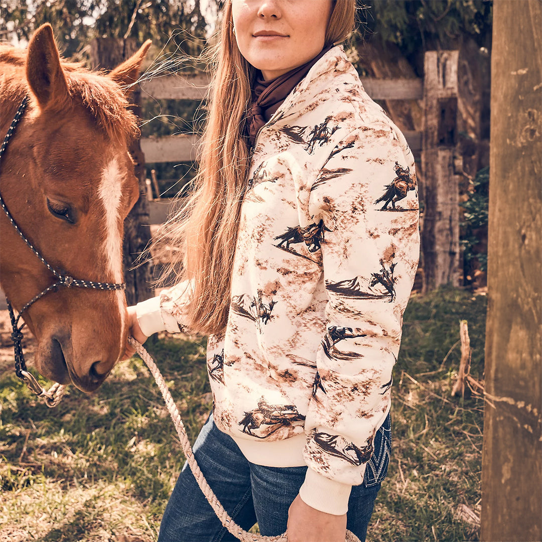 Wrangler Women's Bold Bucking Quarter Zip Sweatshirt