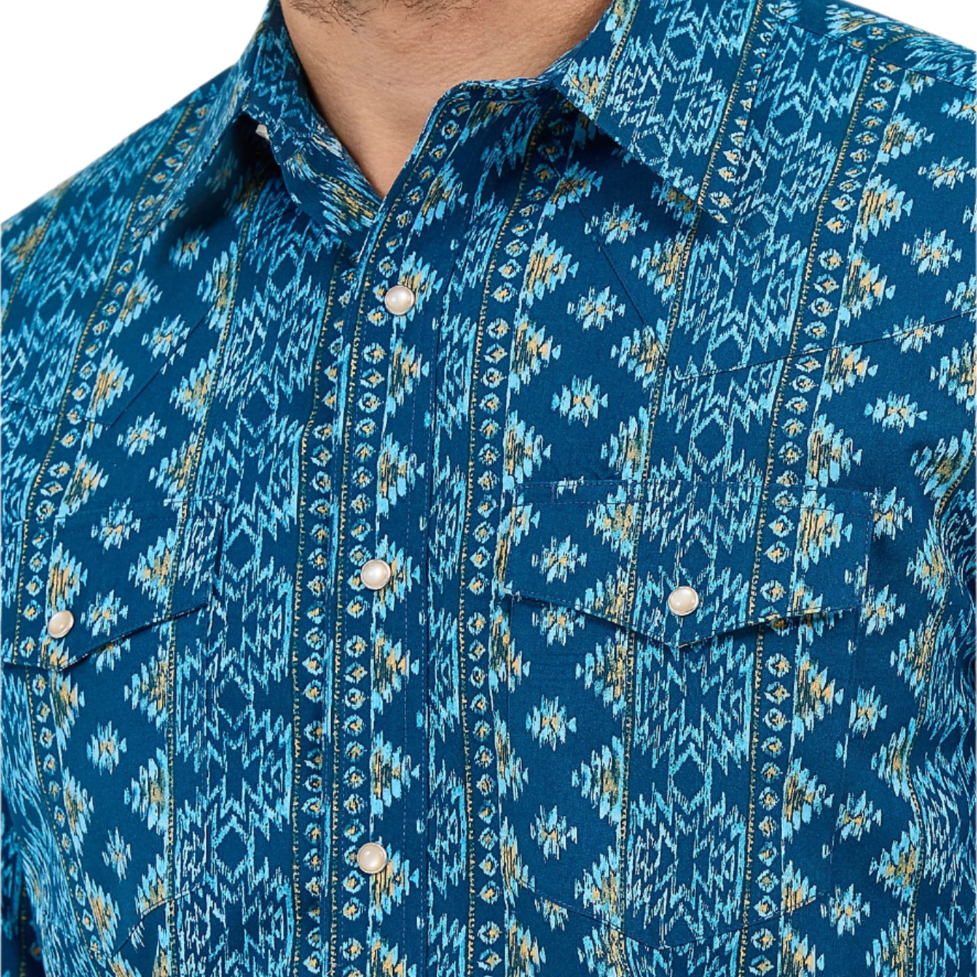 Wrangler Men's Checotah Long Sleeve Western Snap Printed Shirt