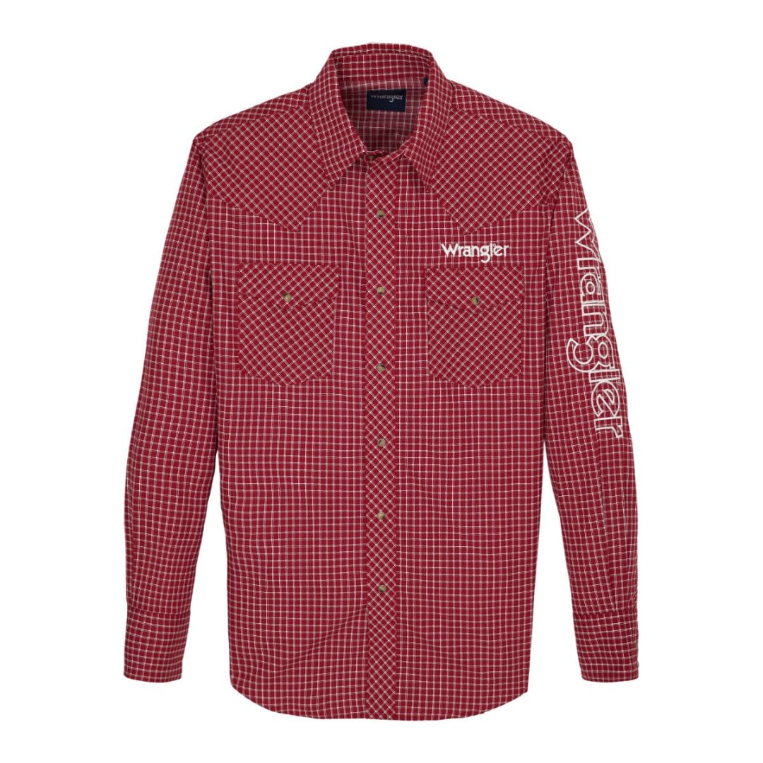 Wrangler Men's Logo Long Sleeve Snap Shirt